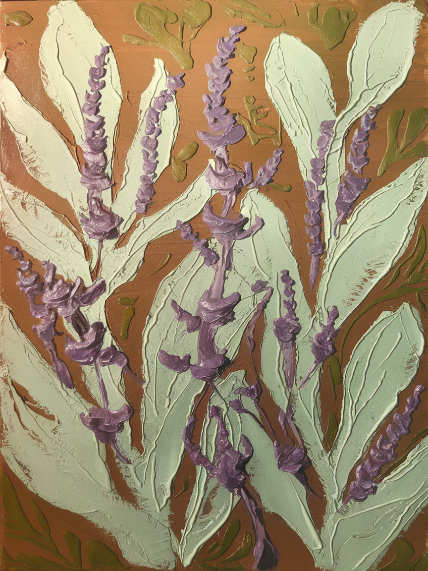 Ocker und Salbei — Acryl auf Leinwand
